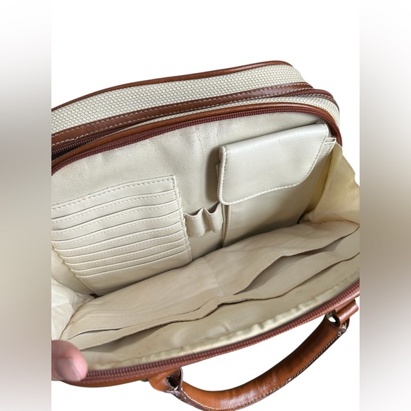 Canvas & Faux Leather Satchel Bag - Picture 12 of 14